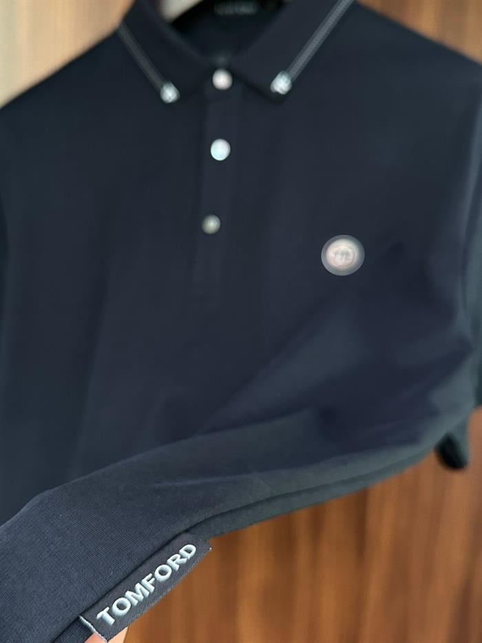 Göğüs Logolu Yaka Detaylı Modal Yakalı T-Shirt