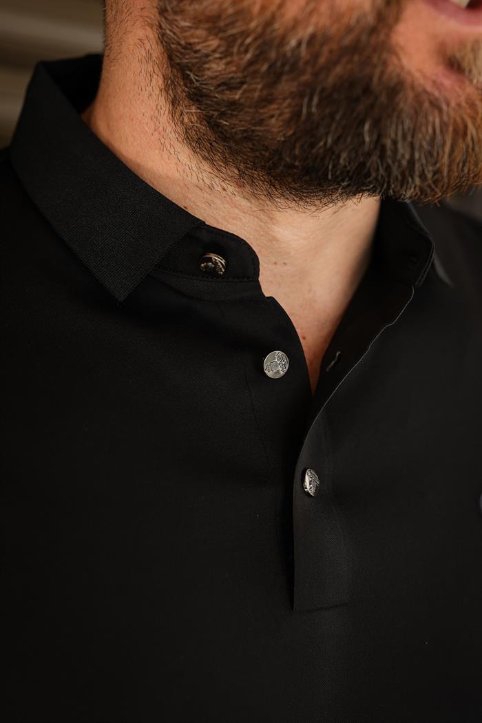 Göğüs Marka Logolu Modal Kumaş Yakalı T-Shirt