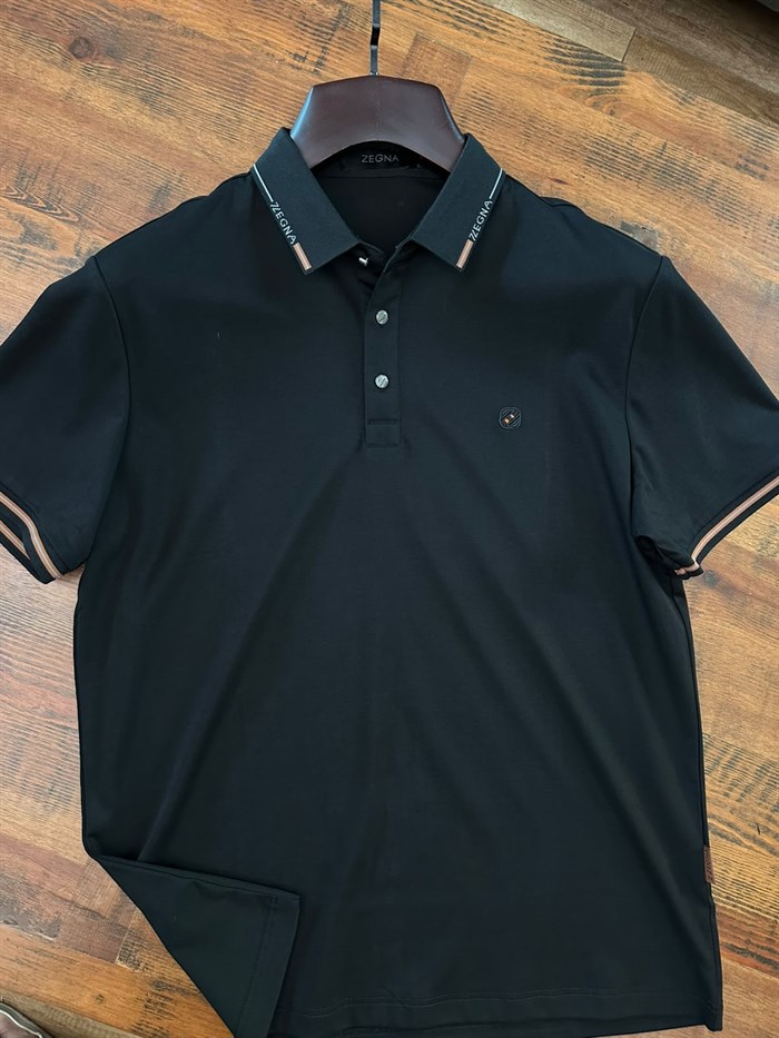 Nakış Logolu Yaka Ve Kol Ribanalı Modal Yakalı T-Shirt