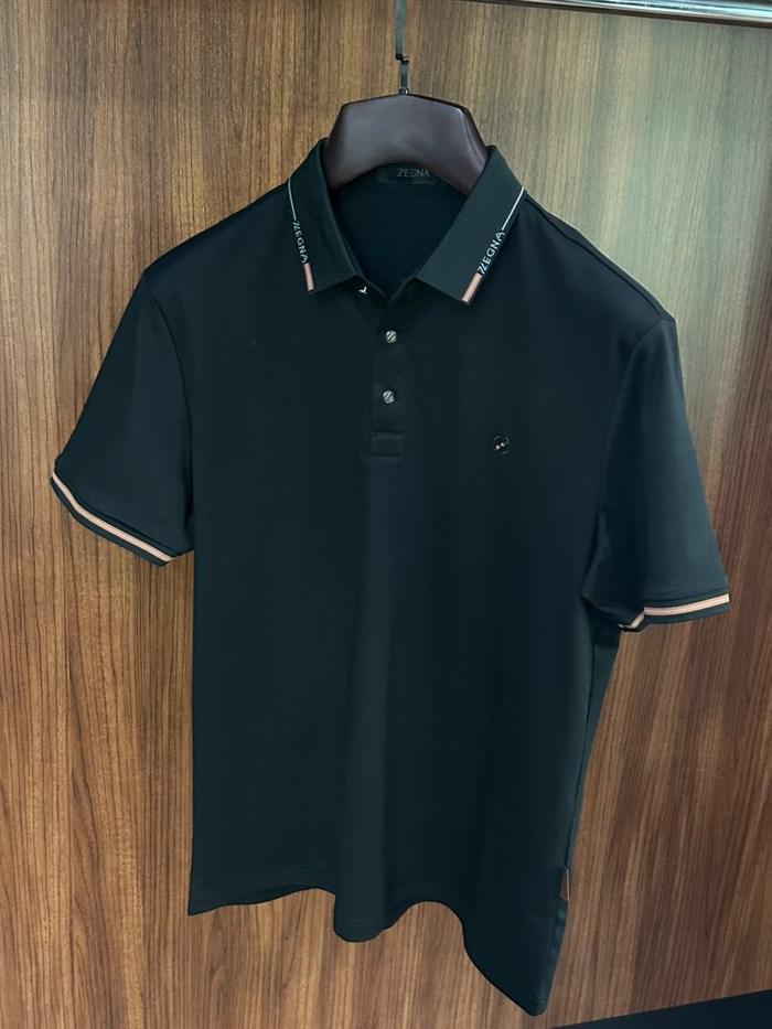 Nakış Logolu Yaka Ve Kol Ribanalı Modal Yakalı T-Shirt