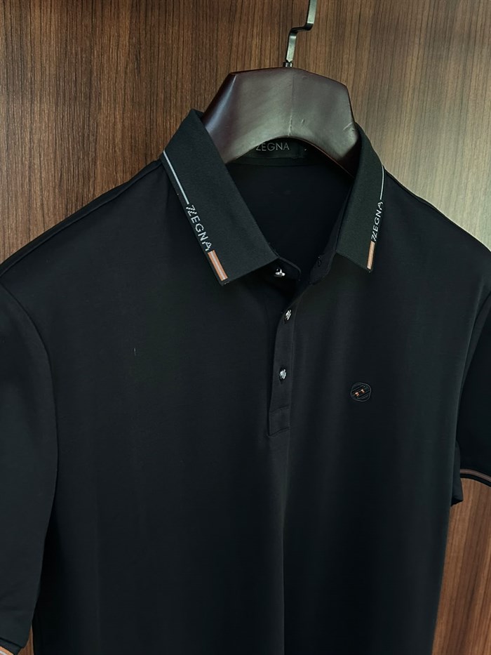 Nakış Logolu Yaka Ve Kol Ribanalı Modal Yakalı T-Shirt