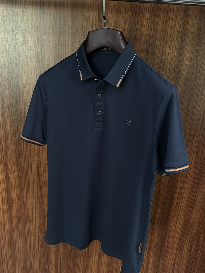 Nakış Logolu Yaka Ve Kol Ribanalı Modal Yakalı T-Shirt