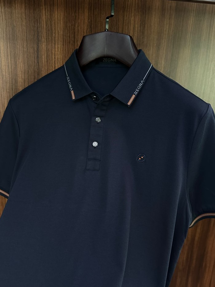 Nakış Logolu Yaka Ve Kol Ribanalı Modal Yakalı T-Shirt