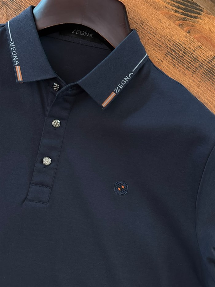 Nakış Logolu Yaka Ve Kol Ribanalı Modal Yakalı T-Shirt