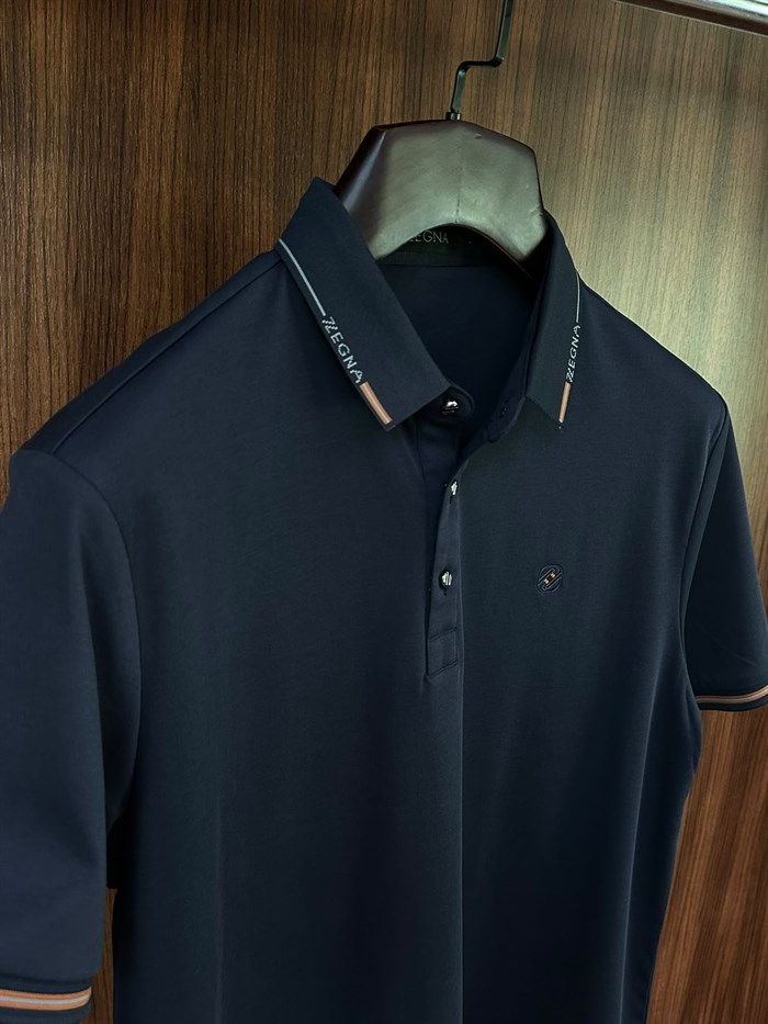 Nakış Logolu Yaka Ve Kol Ribanalı Modal Yakalı T-Shirt