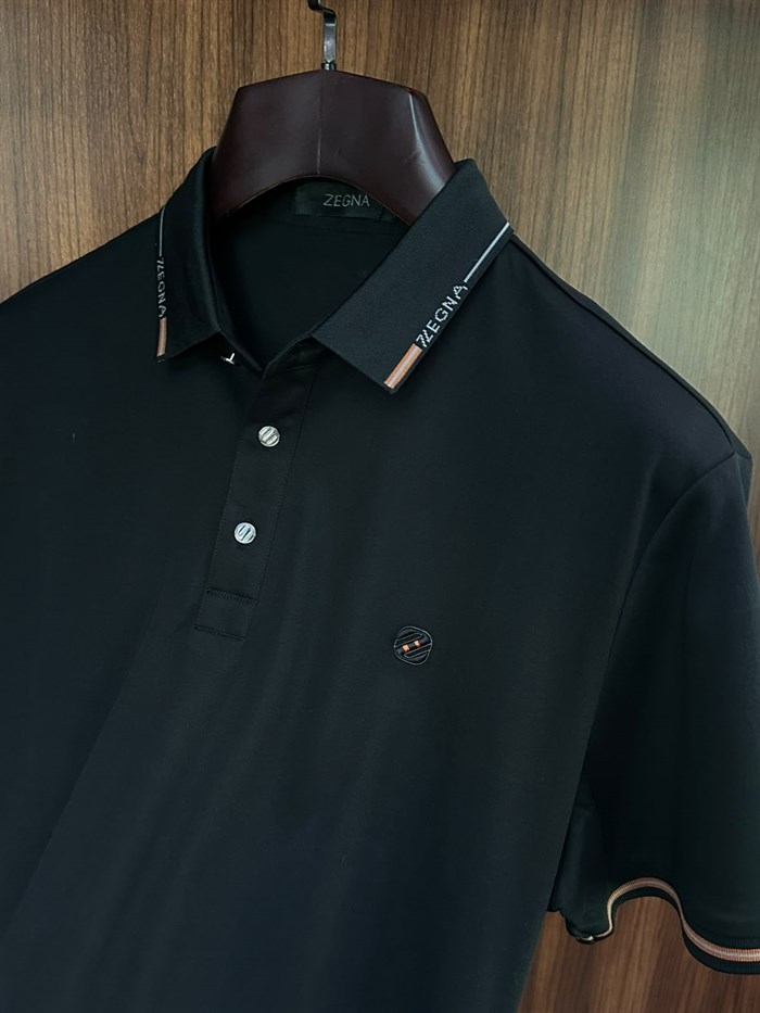 Nakış Logolu Yaka Ve Kol Ribanalı Modal Yakalı T-Shirt