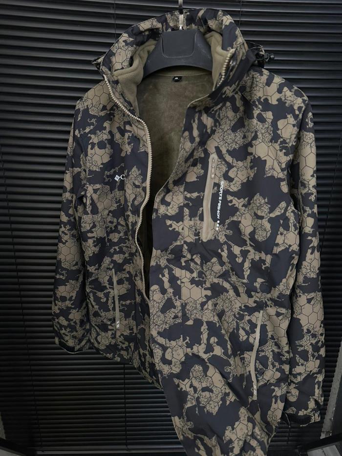 Kamuflaj Desenli İçi Polarlı Kar Montu