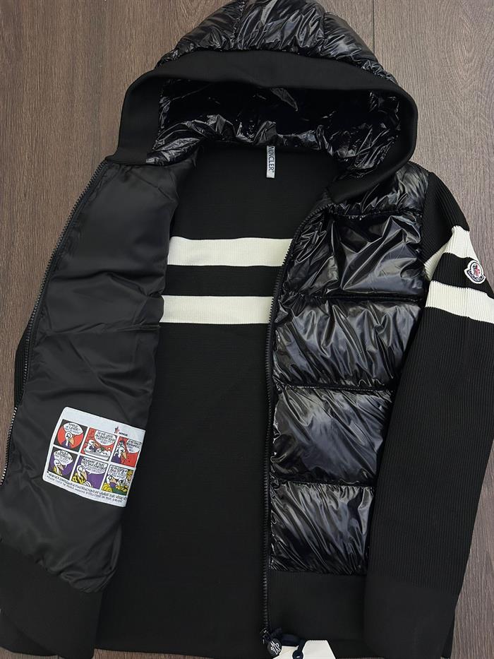 Kapşonlu Sırt Kol Örme Mont