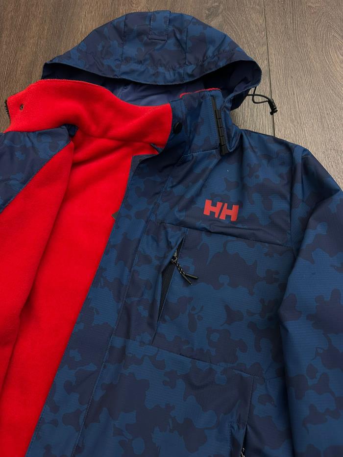 Marka Logolu Kamuflaj Desenli İçi Polarlı Mont