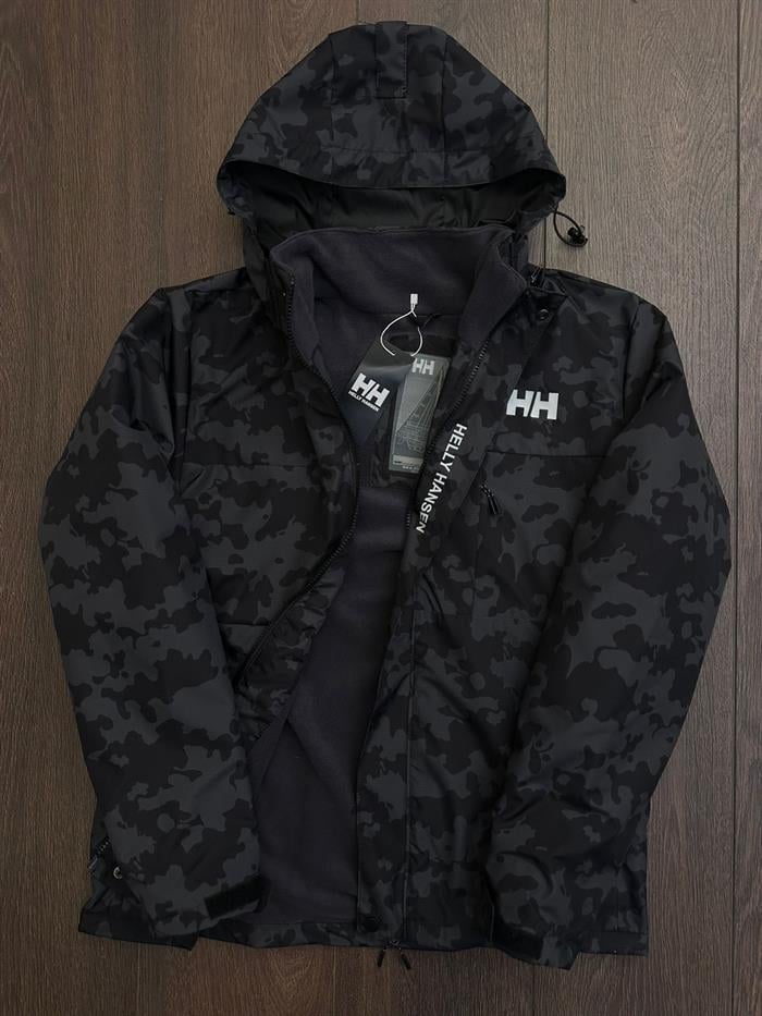 Marka Logolu Kamuflaj Desenli İçi Polarlı Mont