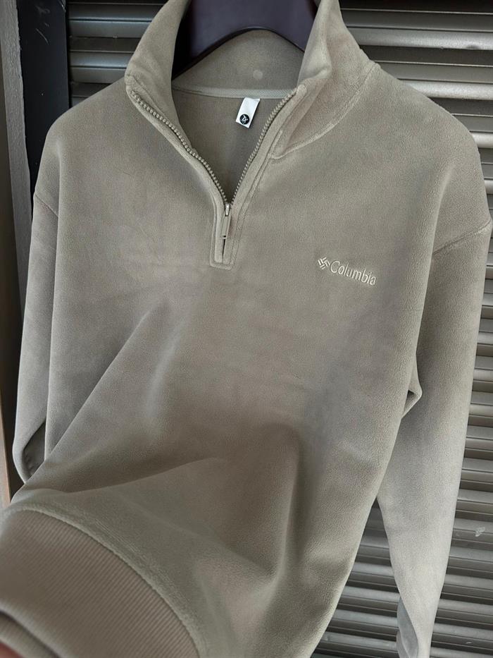 Yarım Fermuarlı Nakış Logolu Sweatshirt