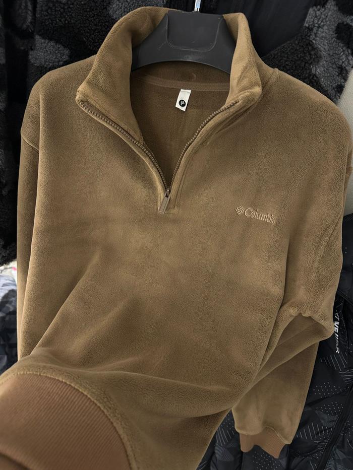 Yarım Fermuarlı Nakış Logolu Sweatshirt