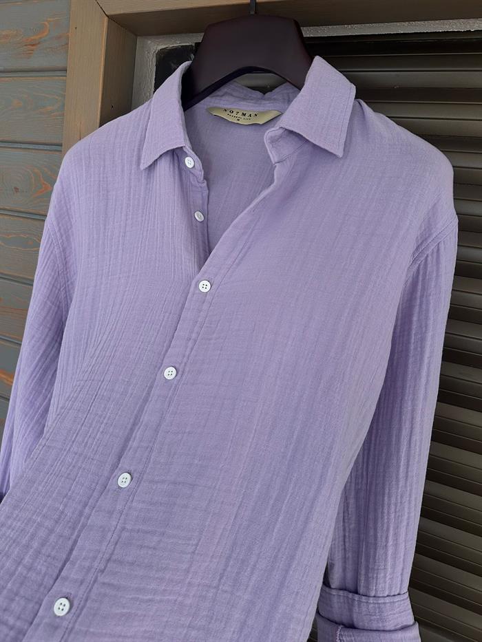 Mikonos Cep Detaylı Basic Müslin Gömlek