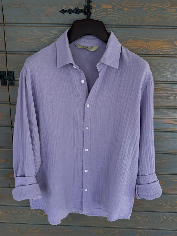 Mikonos Cep Detaylı Basic Müslin Gömlek