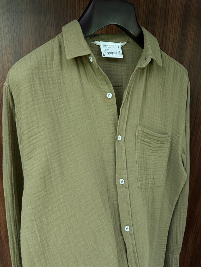 Mikonos Cep Detaylı Basic Müslin Gömlek