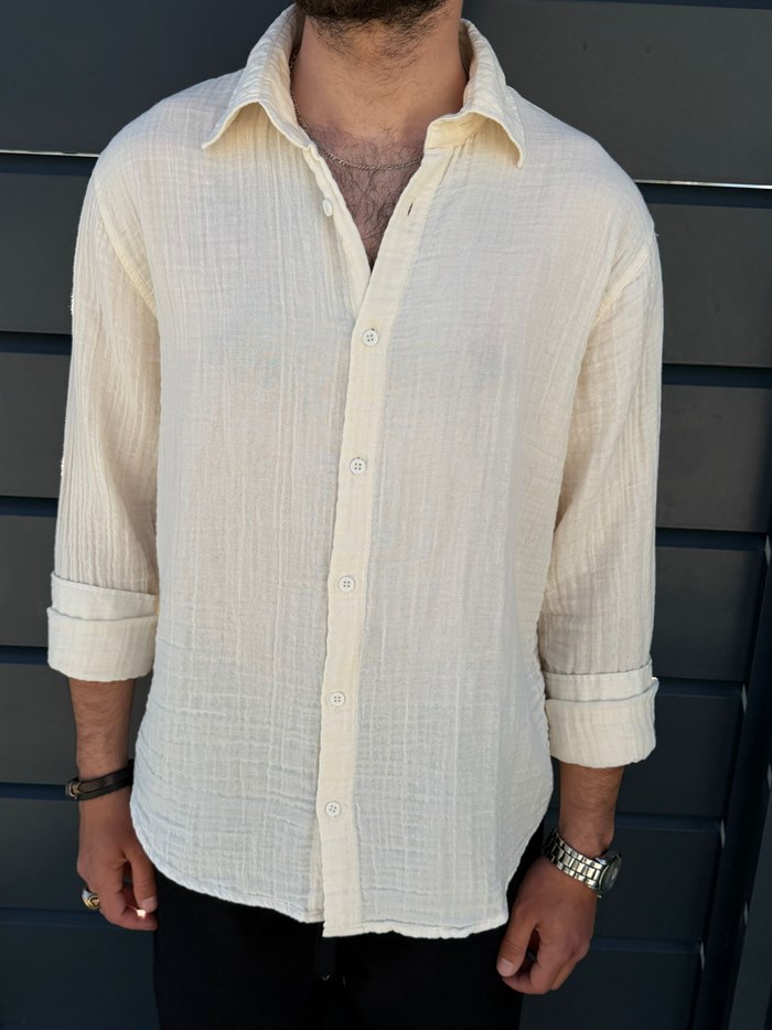 Mikonos Cep Detaylı Basic Müslin Gömlek