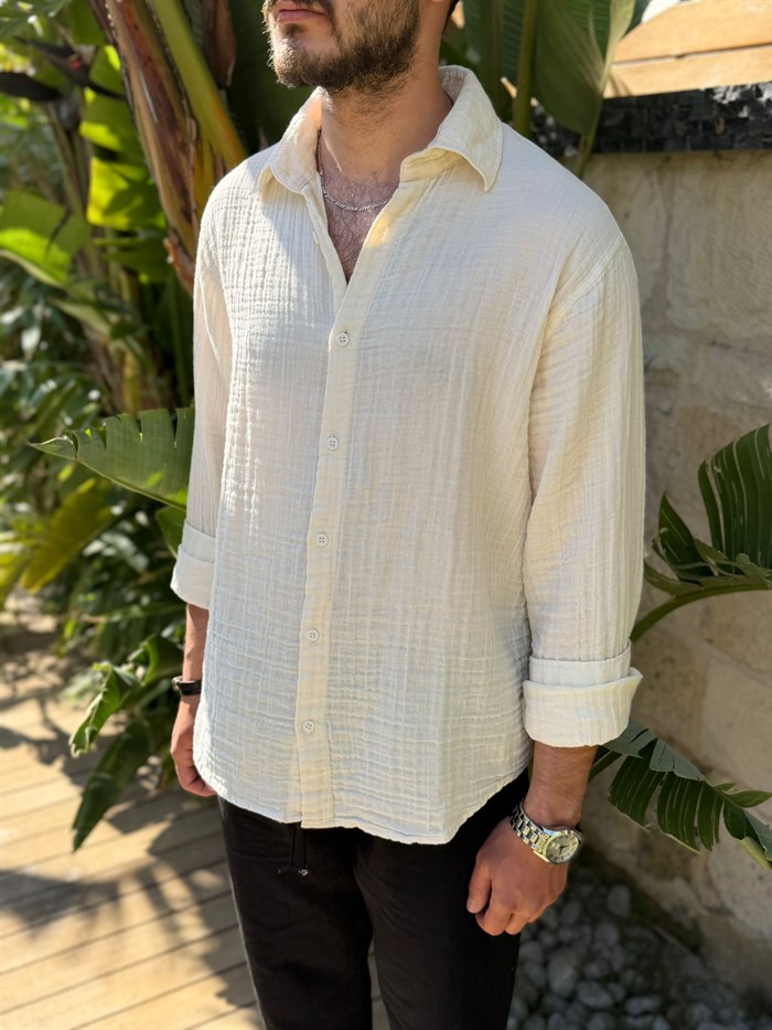 Mikonos Cep Detaylı Basic Müslin Gömlek