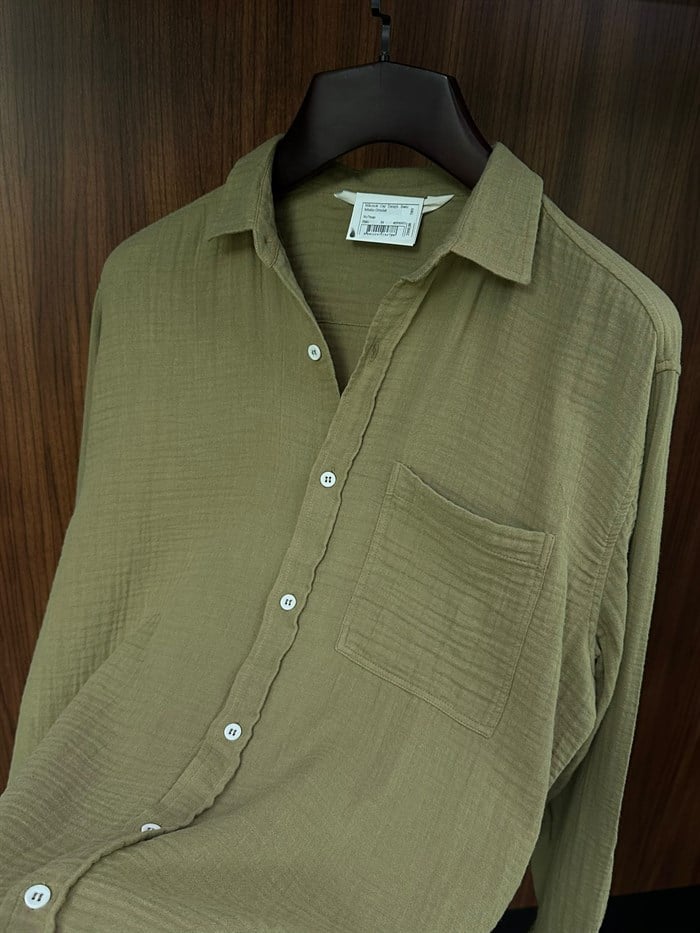 Mikonos Cep Detaylı Basic Müslin Gömlek