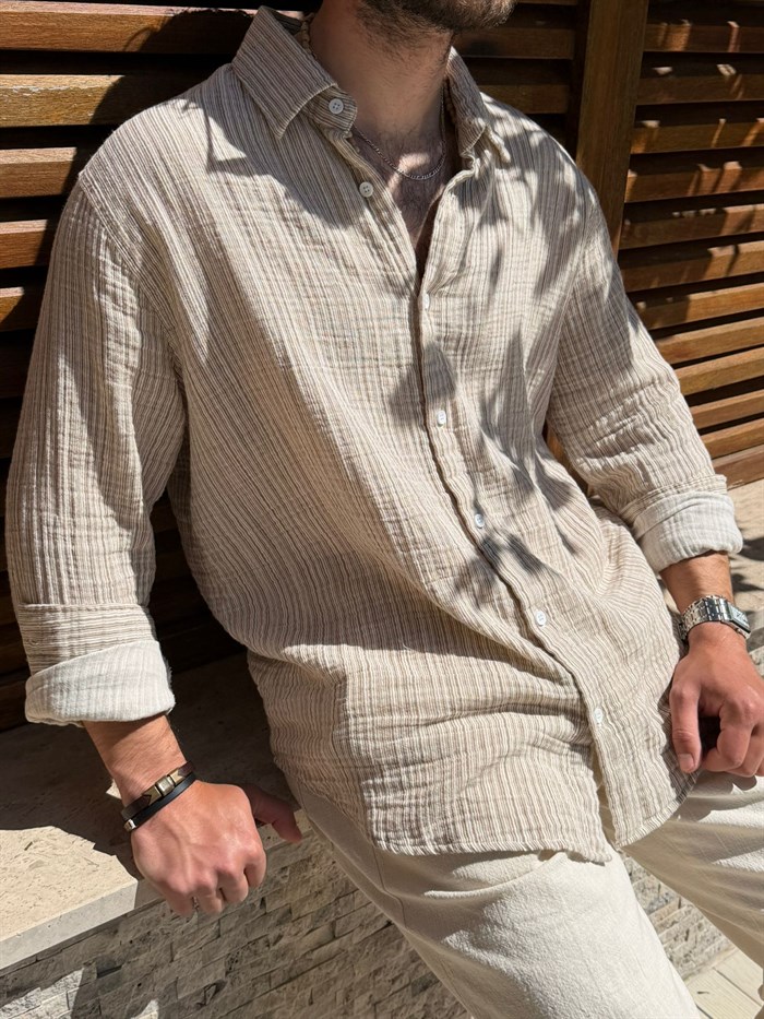 Tayland Müslin Çizgili Gömlek