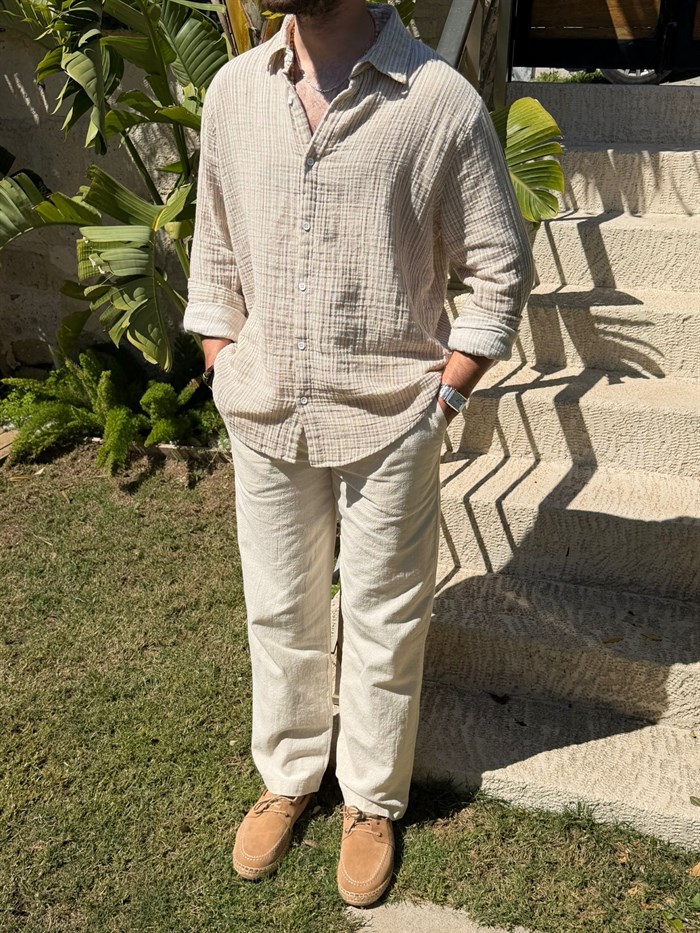 Tayland Müslin Çizgili Gömlek