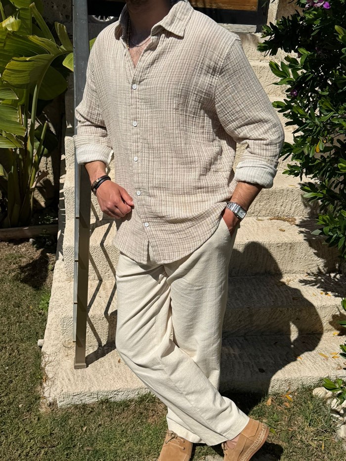 Tayland Müslin Çizgili Gömlek