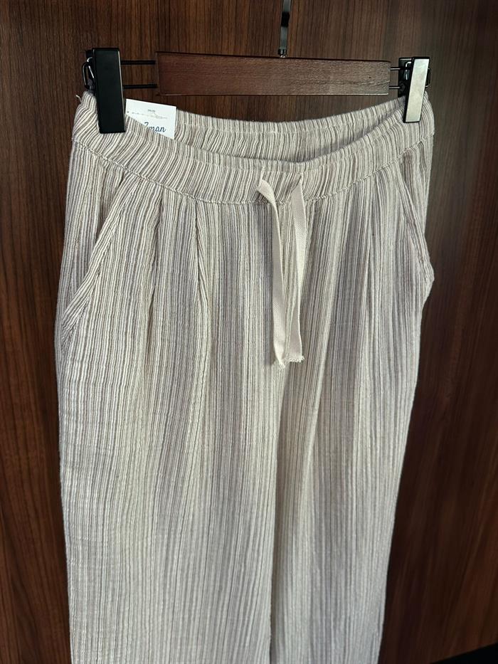 Krabi Müslin Kumaş Çizgili Pantolon