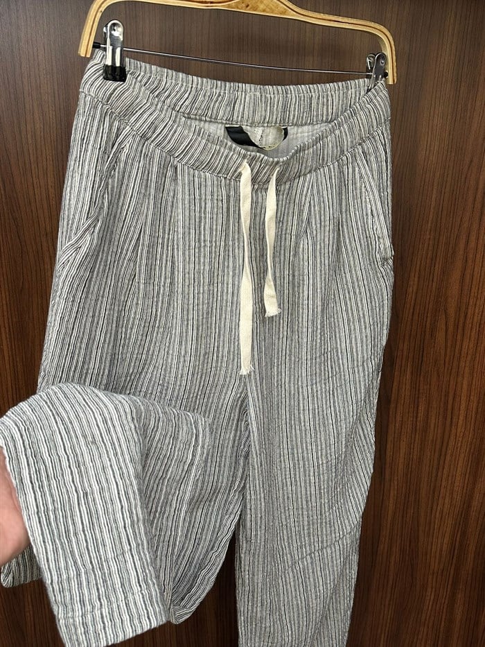 Krabi Müslin Kumaş Çizgili Pantolon