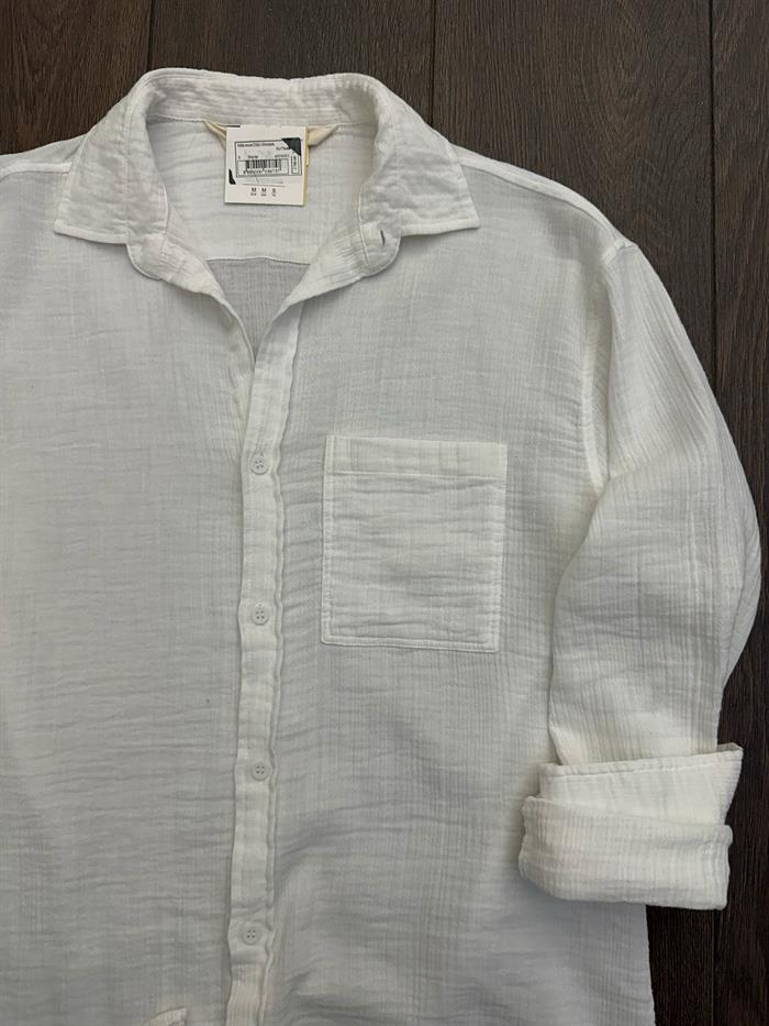 Mikonos Cep Detaylı Basic Müslin Gömlek