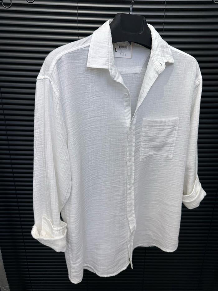 Mikonos Cep Detaylı Basic Müslin Gömlek