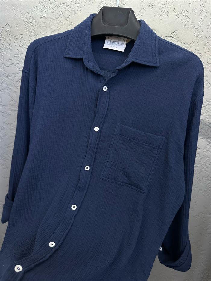 Mikonos Cep Detaylı Basic Müslin Gömlek