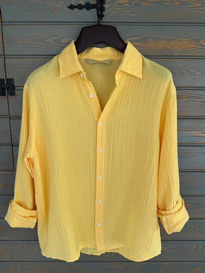 Mikonos Cep Detaylı Basic Müslin Gömlek