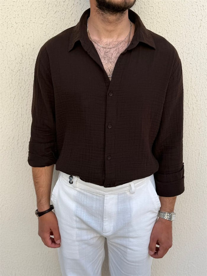 Mikonos Cep Detaylı Basic Müslin Gömlek