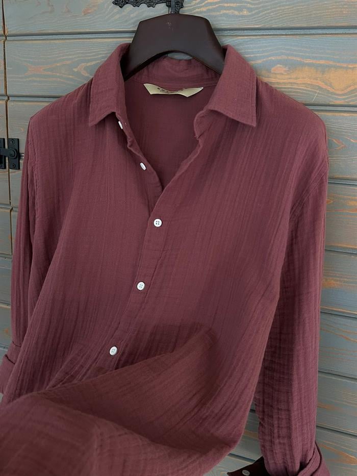 Mikonos Cep Detaylı Basic Müslin Gömlek