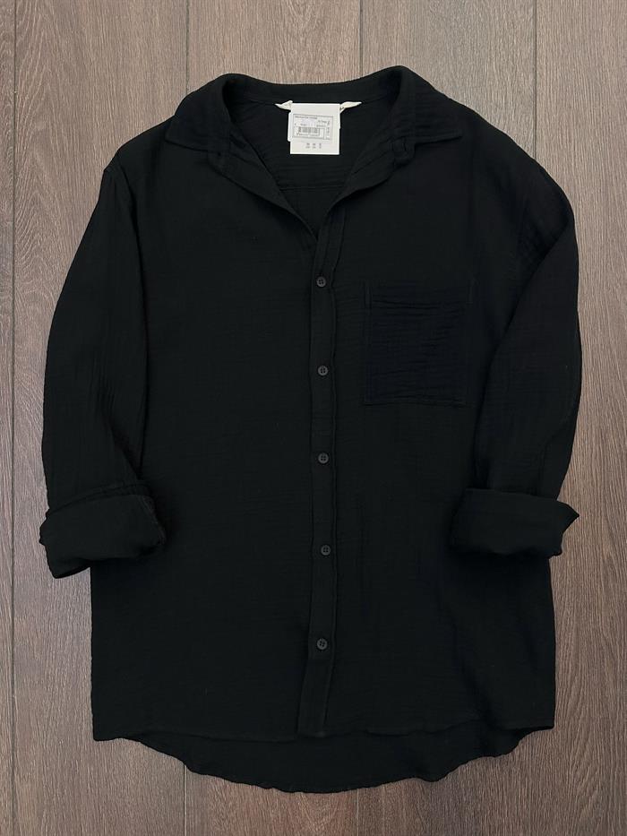 Mikonos Cep Detaylı Basic Müslin Gömlek