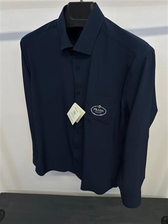 Cep Detaylı Nakış Logolu Likralı Cotton Kumaş Gömlek - Beyaz