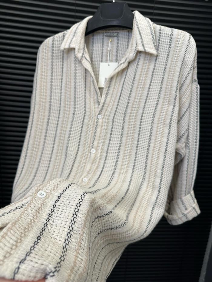 Buldan Çizgili  Yakalı Gömlek