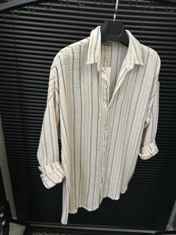 Buldan Çizgili  Yakalı Gömlek