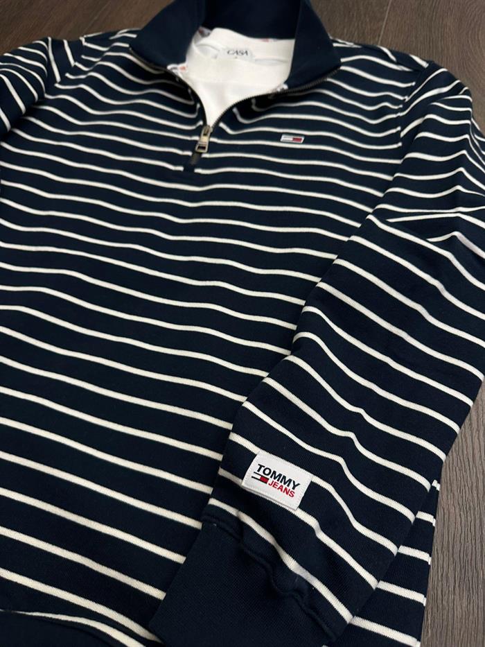 Çizgi Detaylı Fermuarlı Sweatshirt