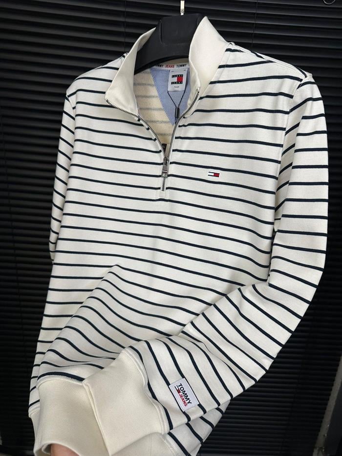 Çizgi Detaylı Fermuarlı Sweatshirt