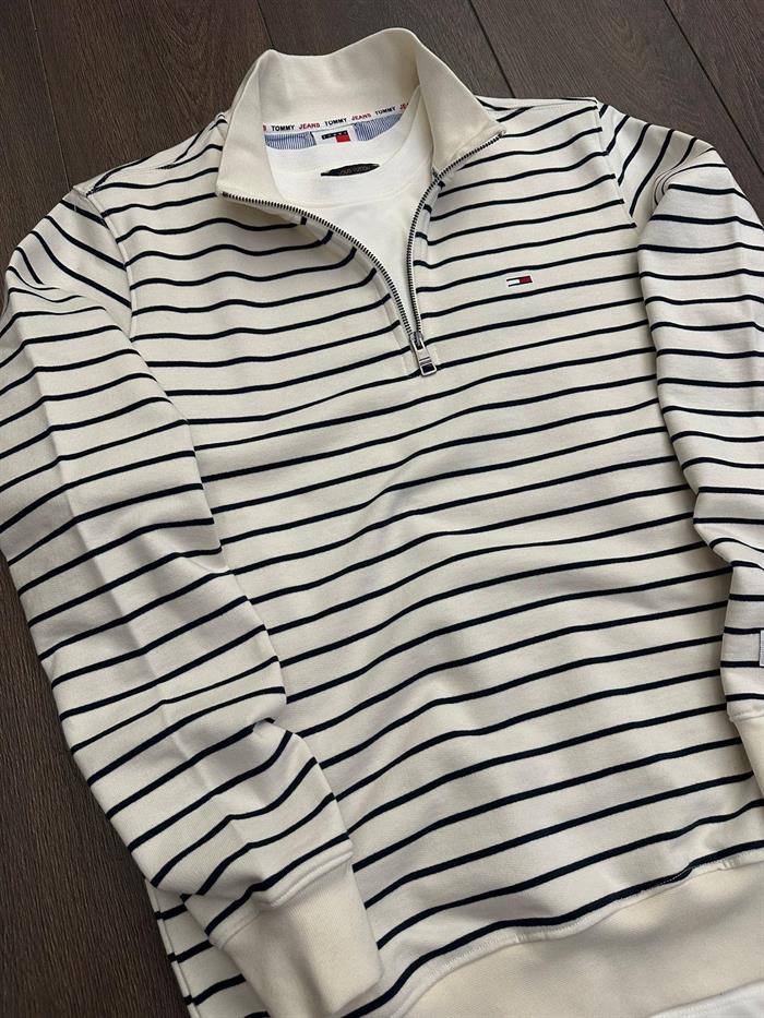 Çizgi Detaylı Fermuarlı Sweatshirt