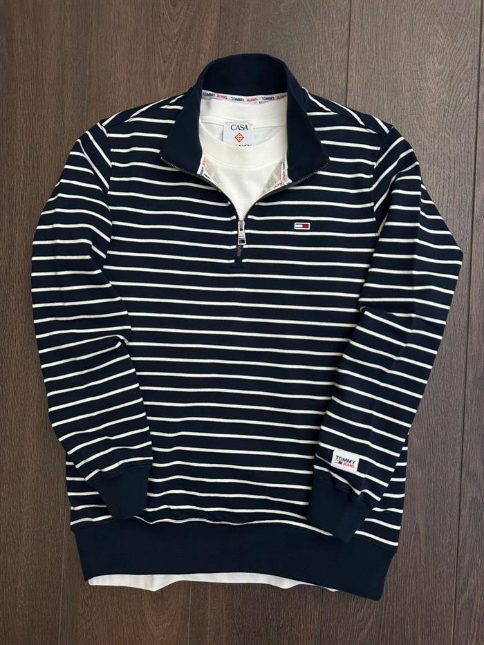 Çizgi Detaylı Fermuarlı Sweatshirt