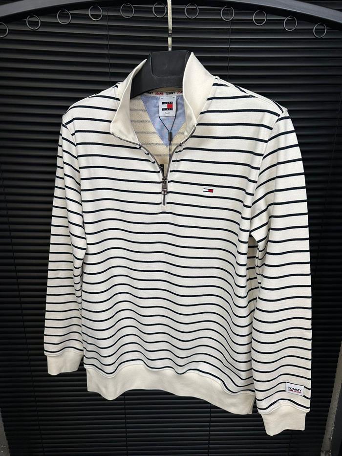 Çizgi Detaylı Fermuarlı Sweatshirt