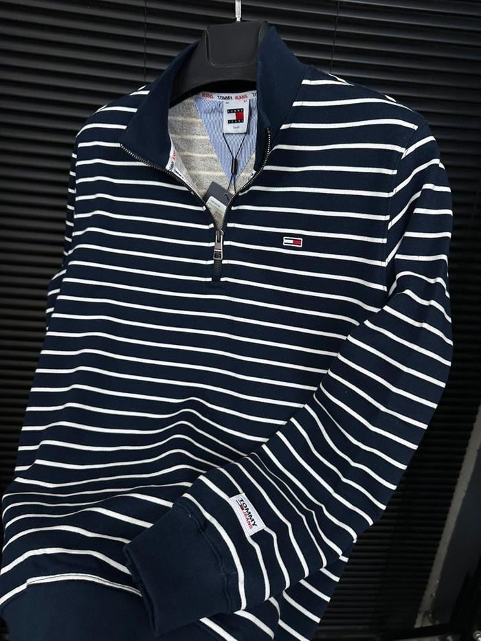 Çizgi Detaylı Fermuarlı Sweatshirt