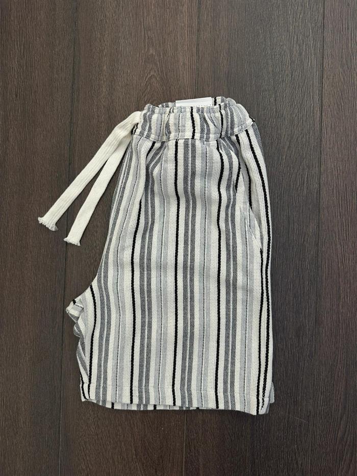 Çizgili %100 Pamuk Şort