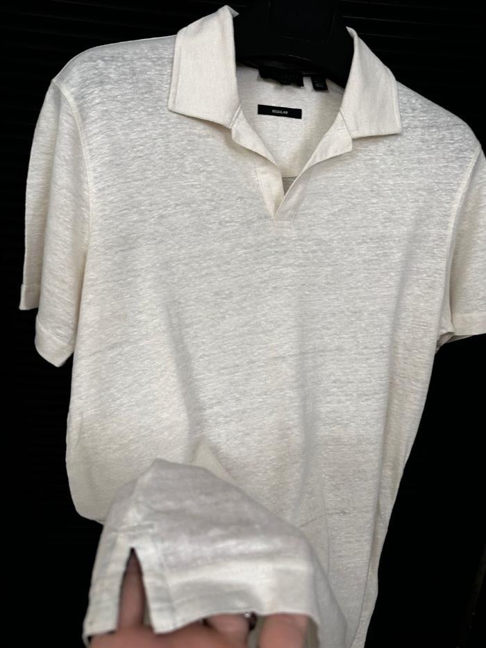 Merserize Kumaş Yakalı T-Shirt