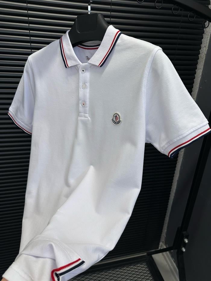 Nakış Armalı Yakalı T-Shirt - Beyaz