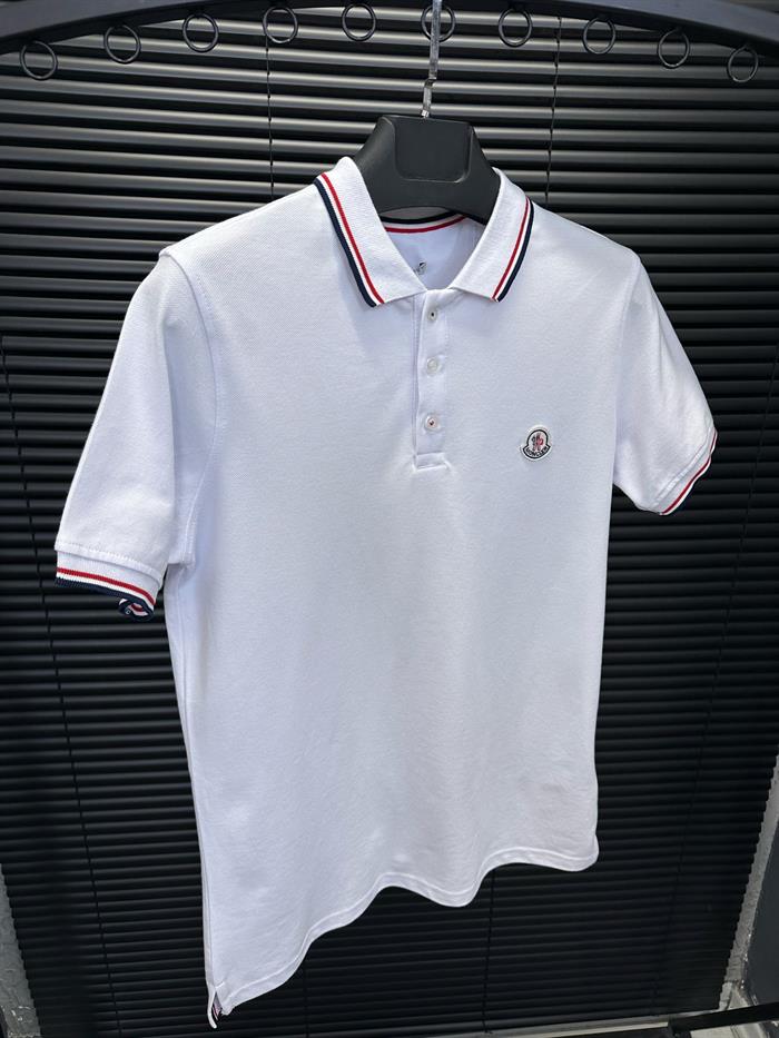 Nakış Armalı Yakalı T-Shirt - Beyaz