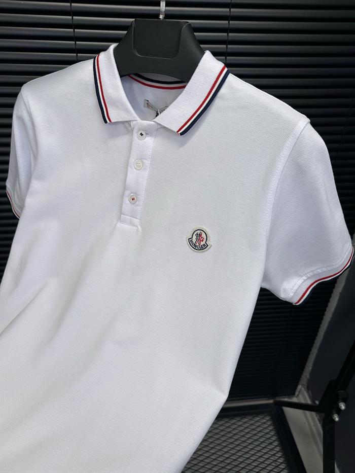 Nakış Armalı Yakalı T-Shirt - Beyaz