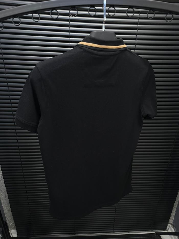 Nakış Baskılı Şerit Detaylı Yakalı T-Shirt - Beyaz