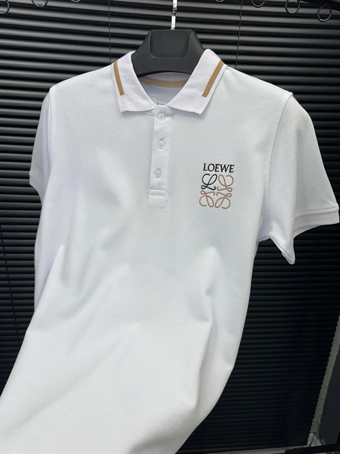 Nakış Baskılı Şerit Detaylı Yakalı T-Shirt - Beyaz